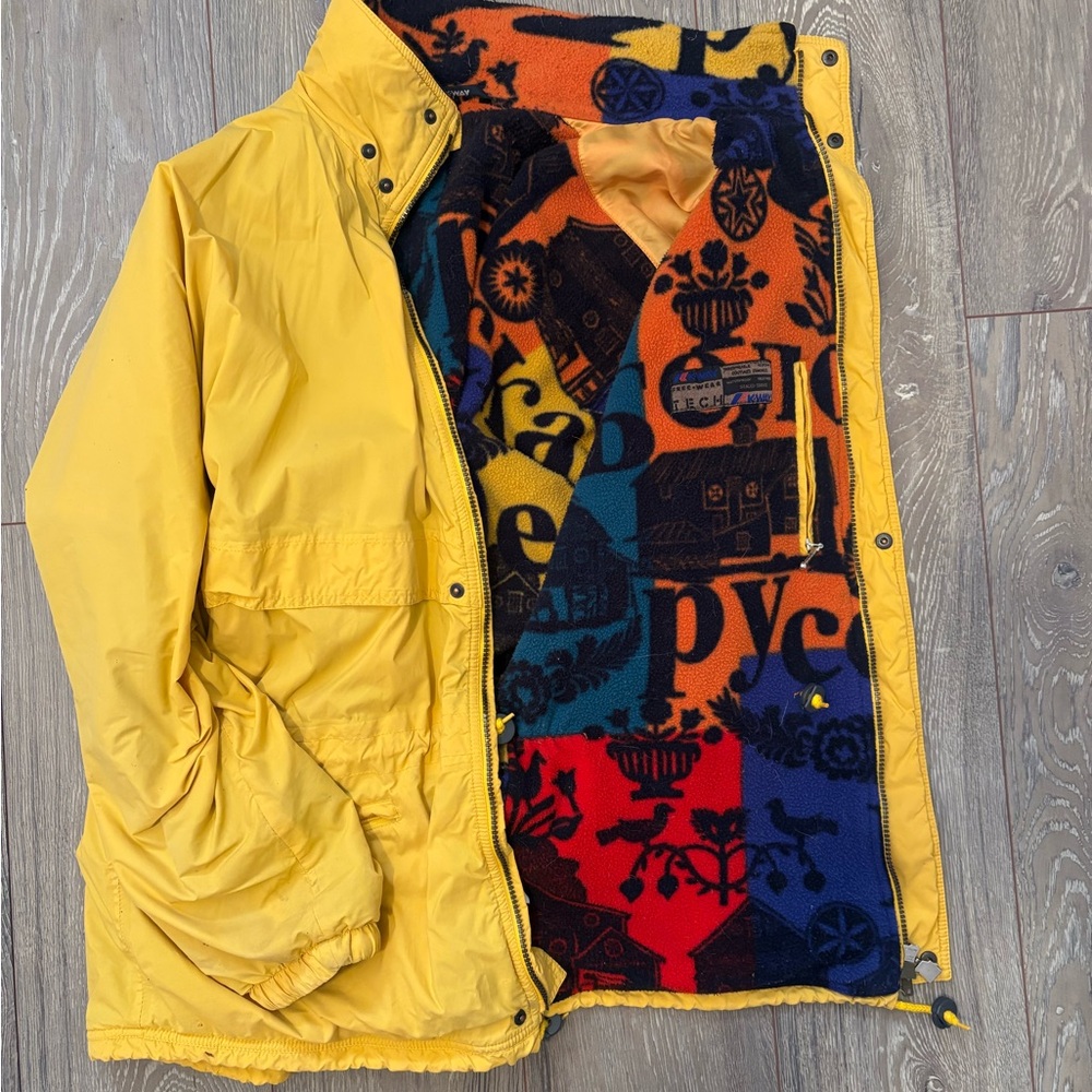 K-Way Yellow Bomber Jacket with Multicolor Lining